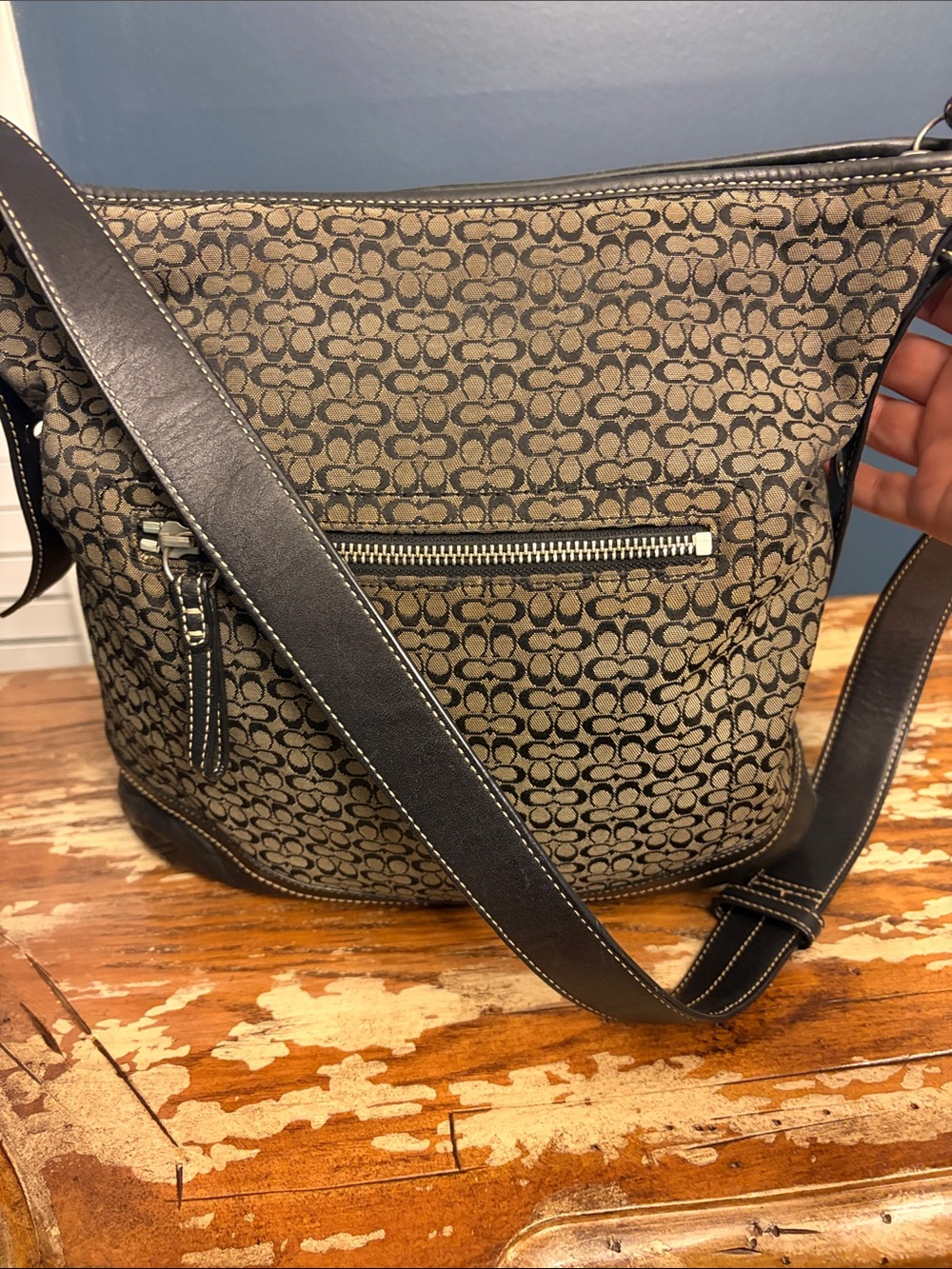 Coach Signature Canvas Crossbody in Brown and Black
